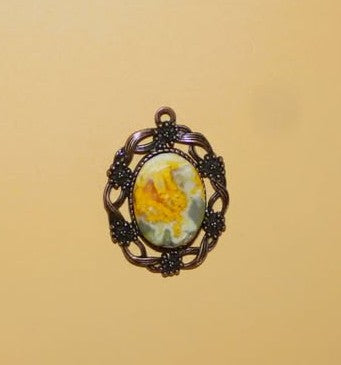 Bumblebee Jasper Gemstone in an antique copper setting (#105)