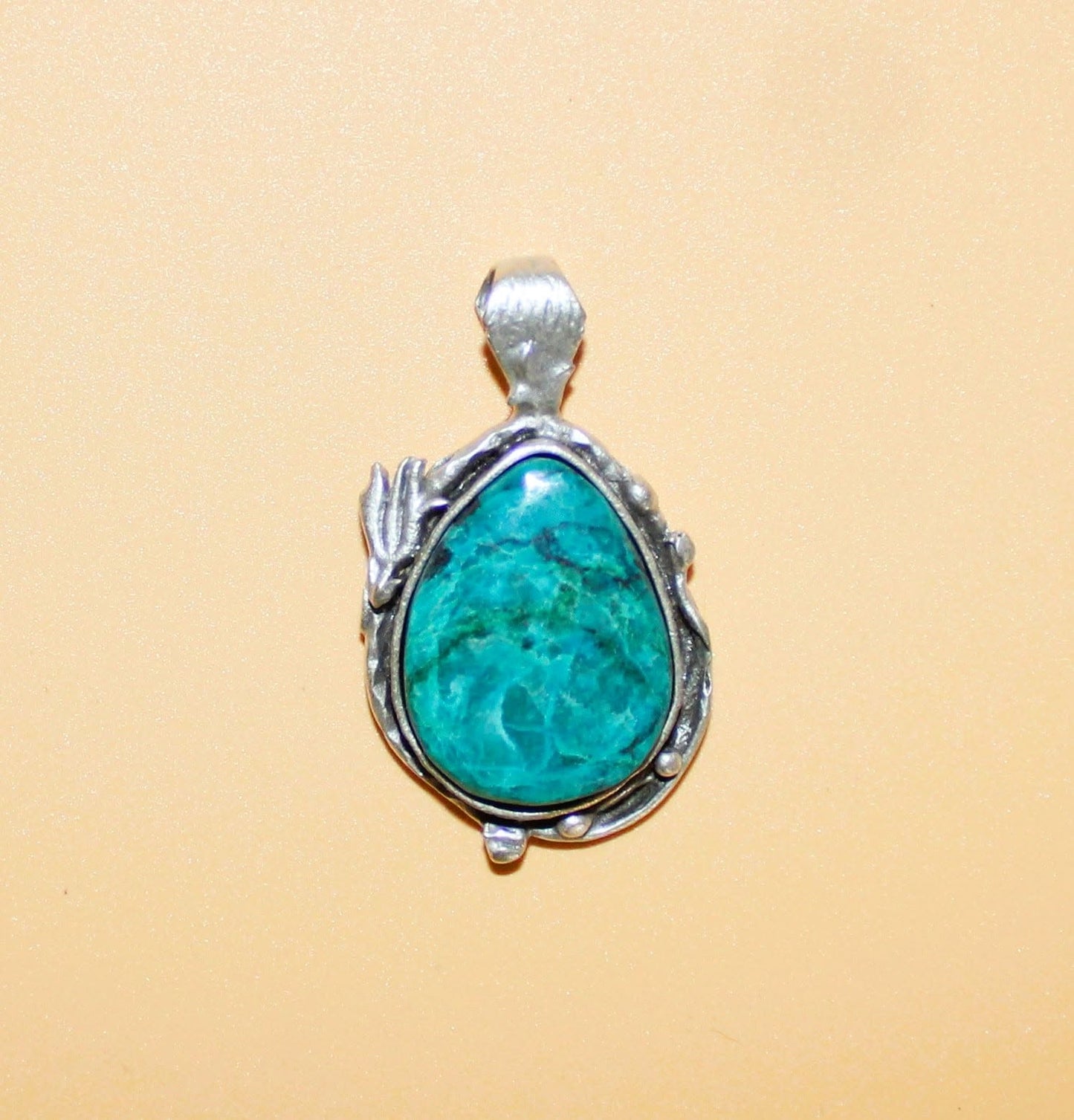 Chrysocolla with Malachite Gemstone in a silver mixed metal setting (#107)
