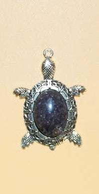 Turtle Pendant with purple Stitchite mosaic gemstone (#104)