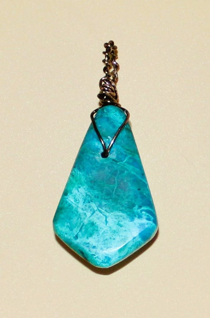 Chrysocolla Pendant with a wire bail (#102)