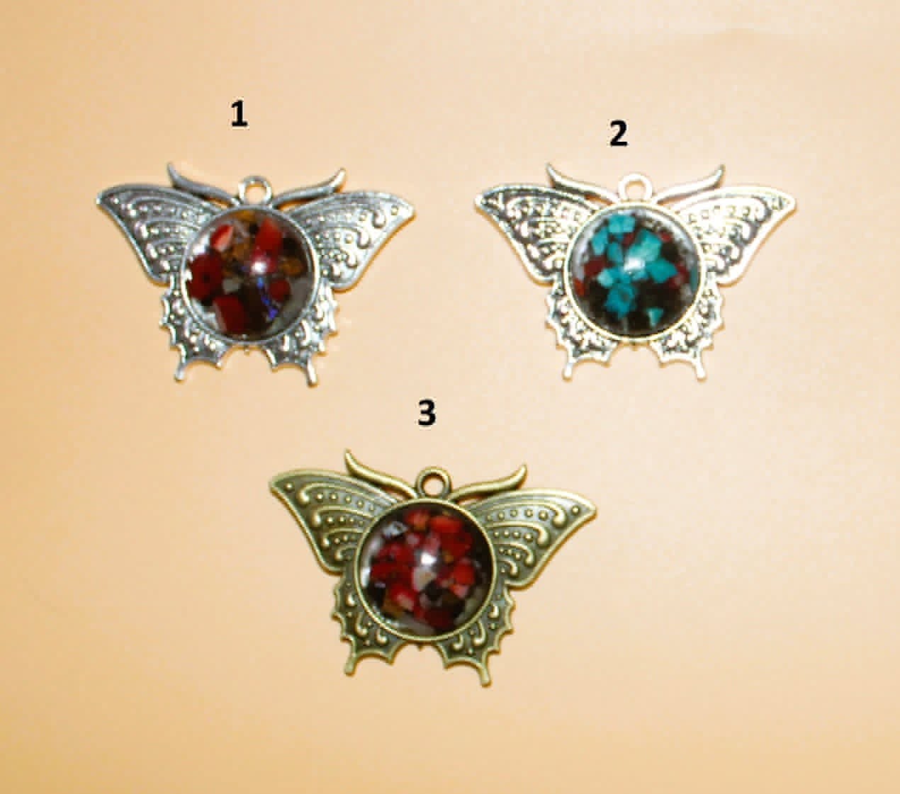 Mosaic Gemstone Butterfly Pendants (#110)