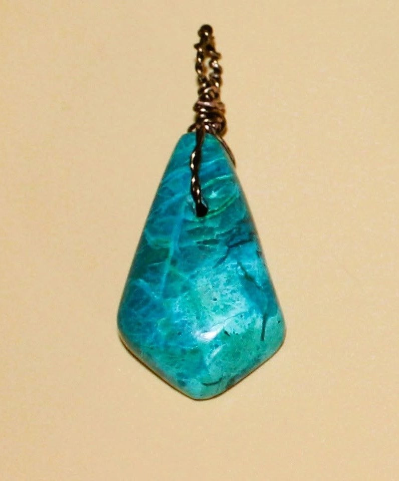 Chrysocolla Pendant with a wire bail (#102)