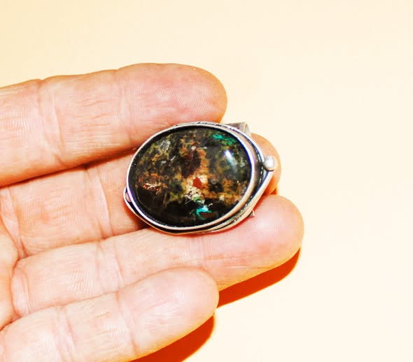 Apache Agate Gemstone in an antique silver setting (#108)