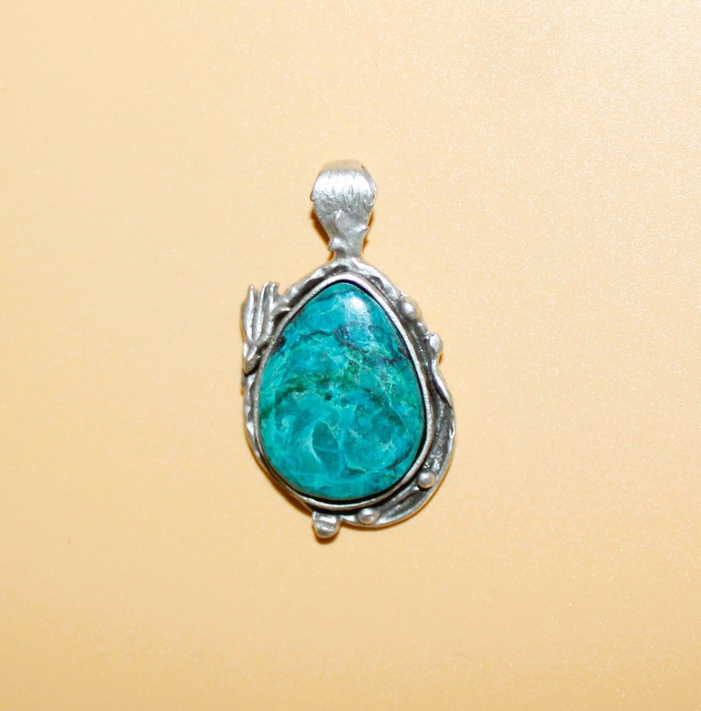 Chrysocolla with Malachite Gemstone in a silver mixed metal setting (#107)